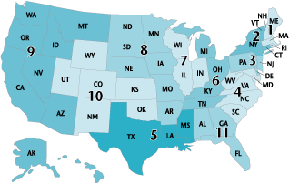 United States map outlining the Circuit Courts