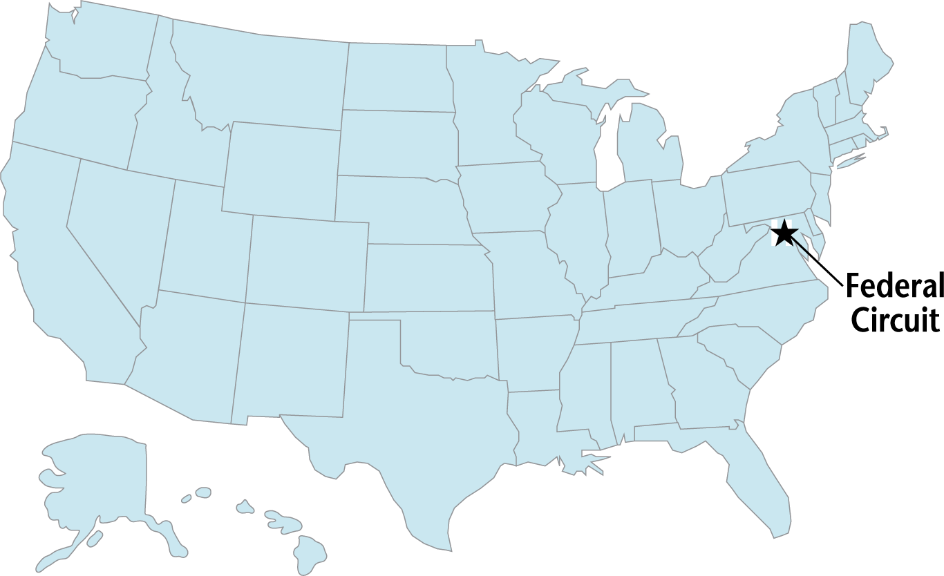 United States map showing the Federal Circuit